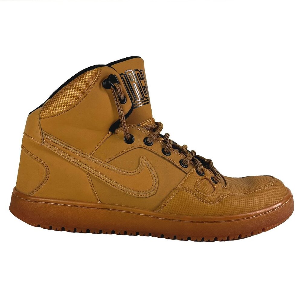 Nike Hightop Air FORCE Mens Size 8.5, Beige, mustard yellow, black sneakers